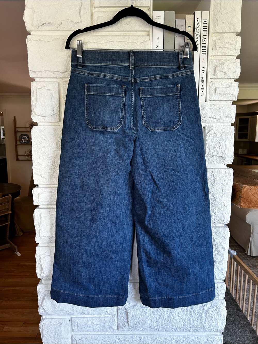 SPANX High Rise Cropped Wide Leg Jeans Washed Indigo Size Medium Petite - Picture 7 of 13